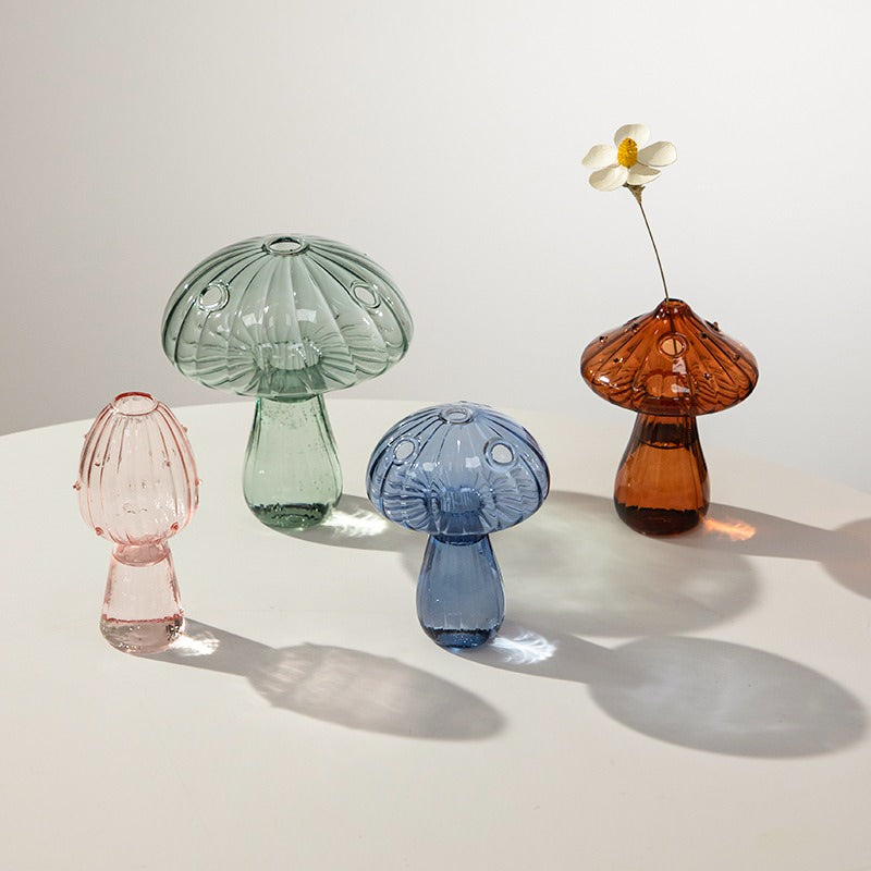Nordic Mushroom Glass Vase - Vintage Aesthetic Decor for Cottagecore and Y2K Style