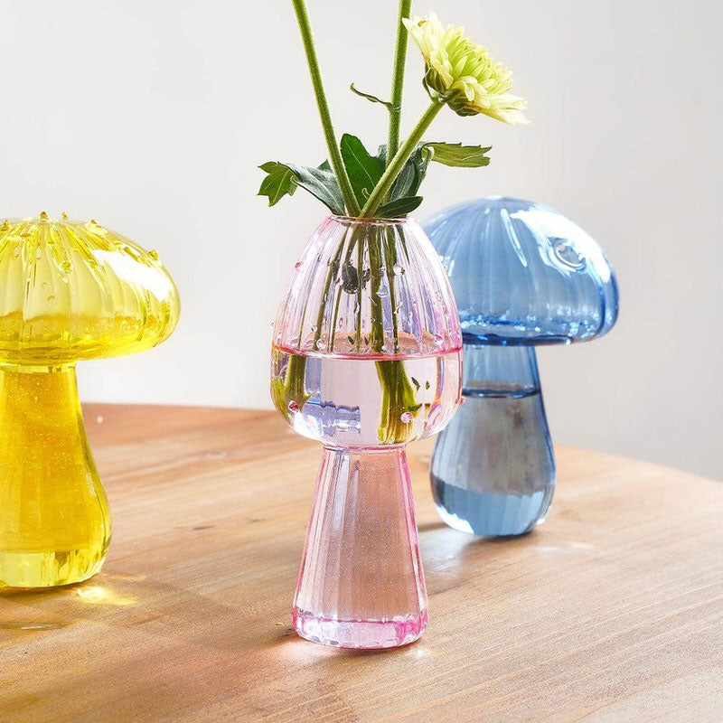 Nordic Mushroom Glass Vase - Vintage Aesthetic Decor for Cottagecore and Y2K Style