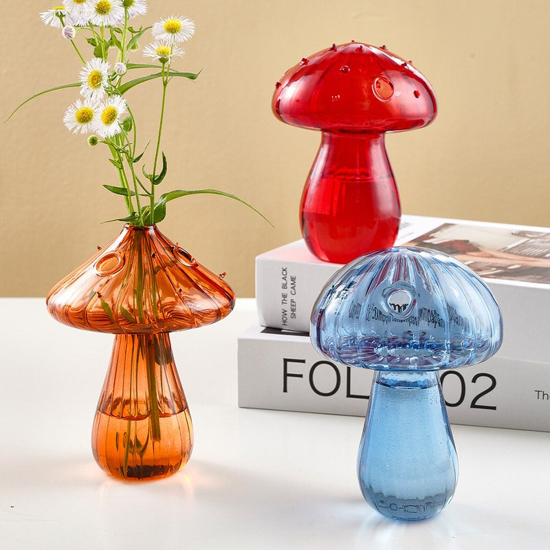 Nordic Mushroom Glass Vase - Vintage Aesthetic Decor for Cottagecore and Y2K Style