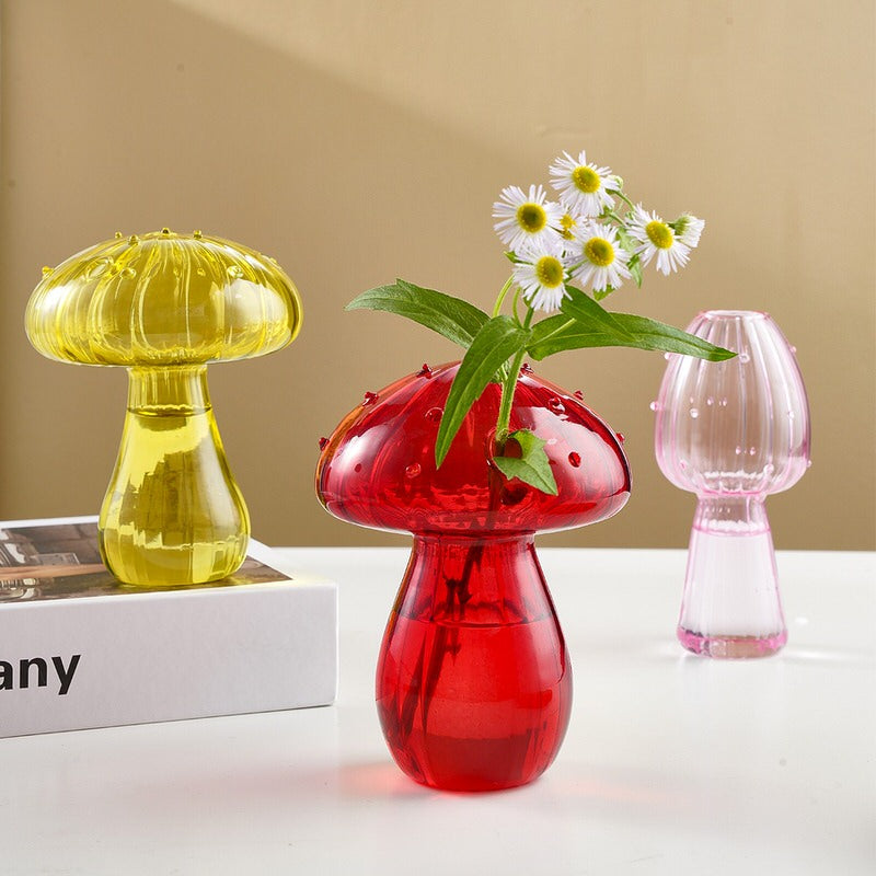 Nordic Mushroom Glass Vase - Vintage Aesthetic Decor for Cottagecore and Y2K Style