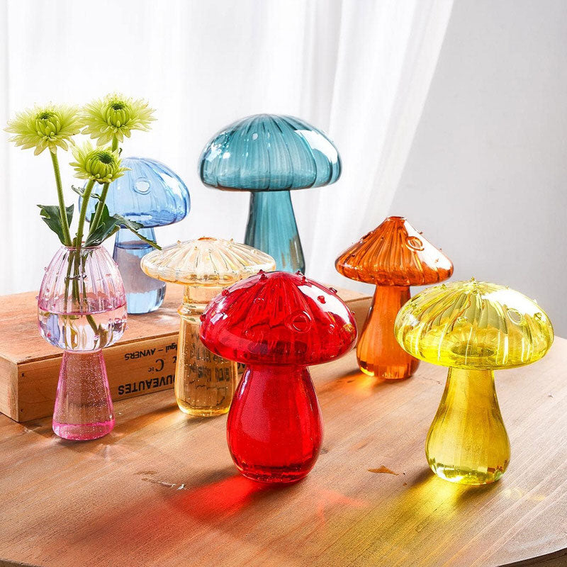 Nordic Mushroom Glass Vase - Vintage Aesthetic Decor for Cottagecore and Y2K Style