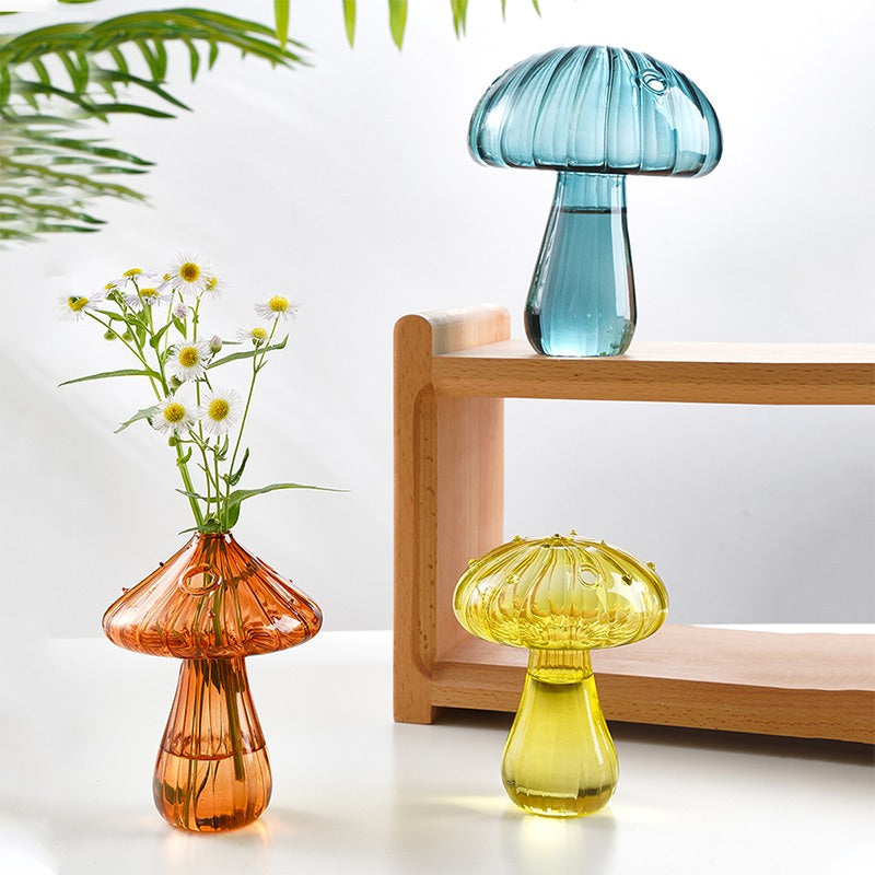 Nordic Mushroom Glass Vase - Vintage Aesthetic Decor for Cottagecore and Y2K Style