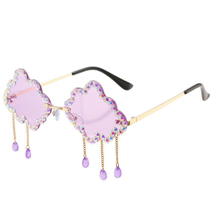 Rhinestone Cloud Glasses - Y2K Aesthetic Accessories for Cute Outfits & Grunge Style
