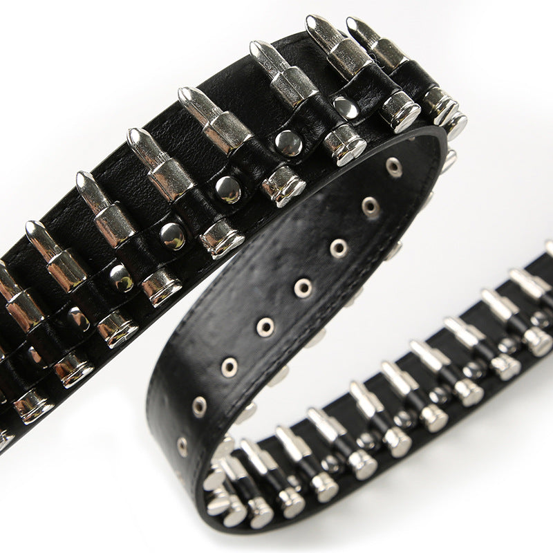 Trendy Bullet Applique Buckle PU Leather Belt for Y2K Fashion & Grunge Aesthetic Outfits