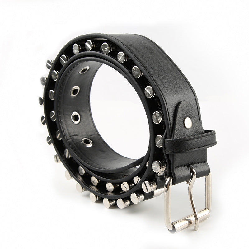 Trendy Bullet Applique Buckle PU Leather Belt for Y2K Fashion & Grunge Aesthetic Outfits