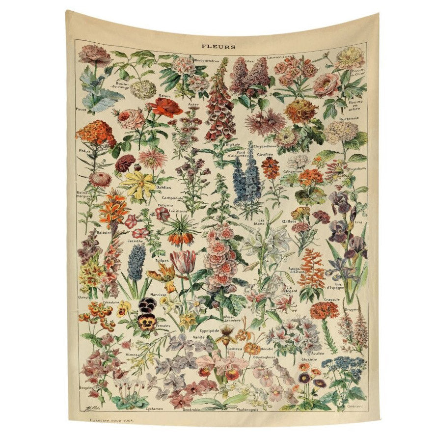 Vintage Aesthetic Fleurs Wall Tapestry - Y2K Style Decor for Cozy Aesthetic Rooms