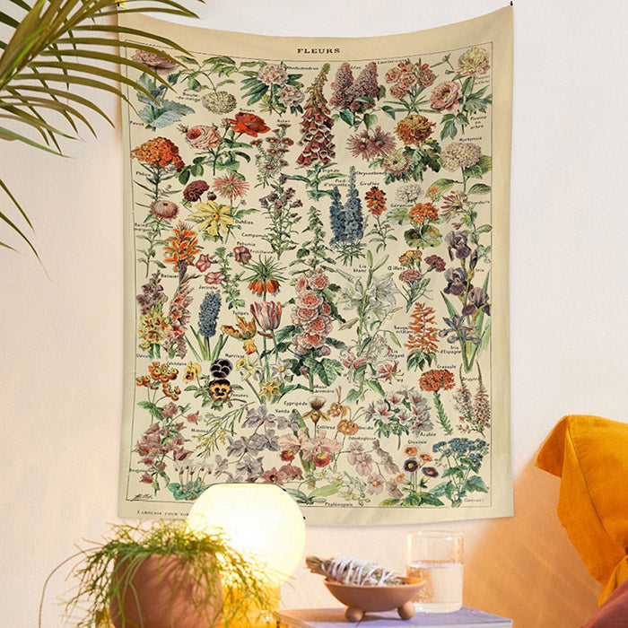 Vintage Aesthetic Fleurs Wall Tapestry - Y2K Style Decor for Cozy Aesthetic Rooms