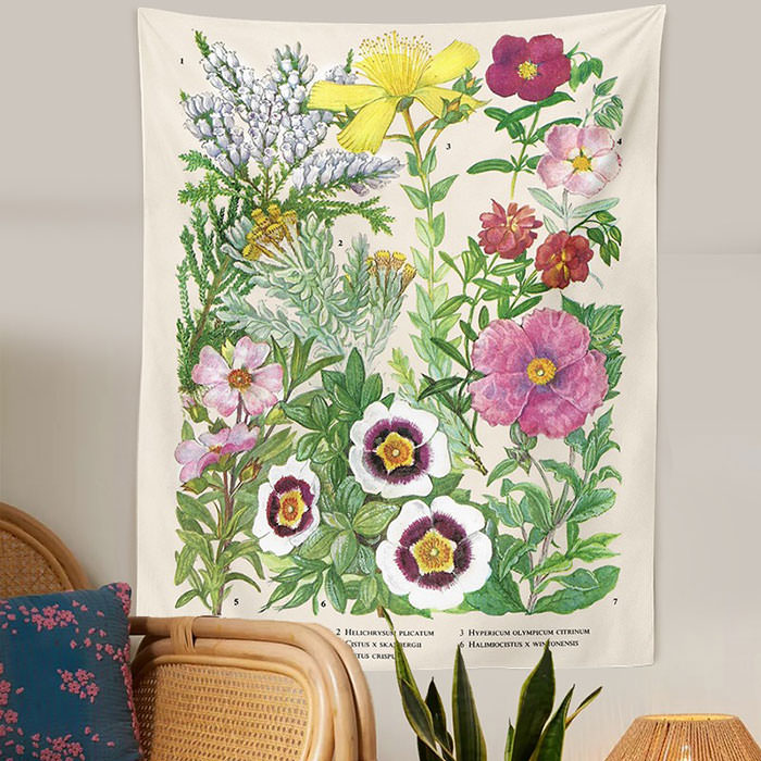Vintage Flower Wall Tapestry - Aesthetic Home Decor for Y2K, Coquette, and Grunge Styles