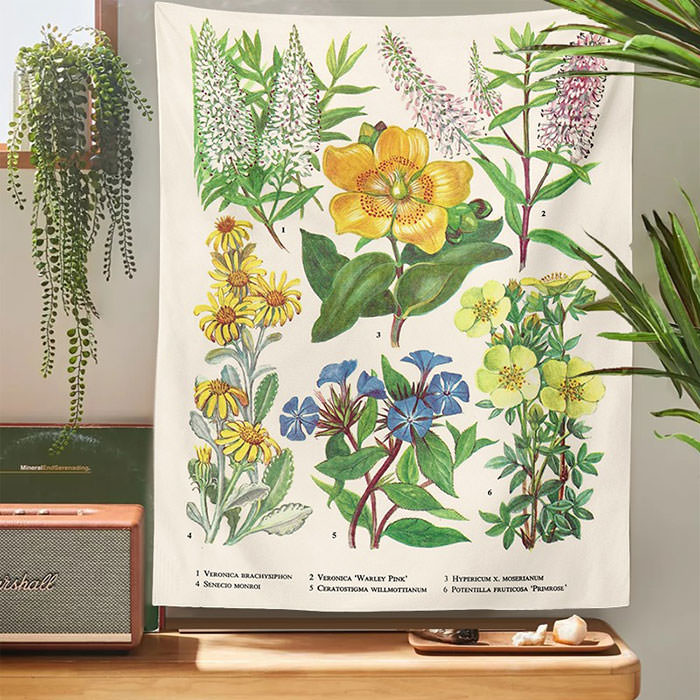 Vintage Flower Wall Tapestry - Aesthetic Home Decor for Y2K, Coquette, and Grunge Styles