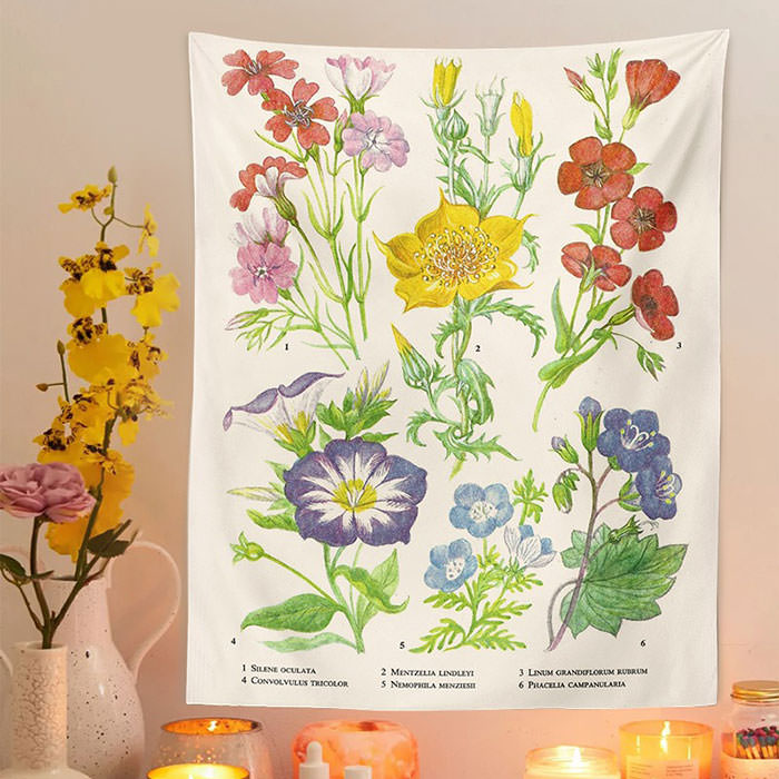 Vintage Flower Wall Tapestry - Aesthetic Home Decor for Y2K, Coquette, and Grunge Styles