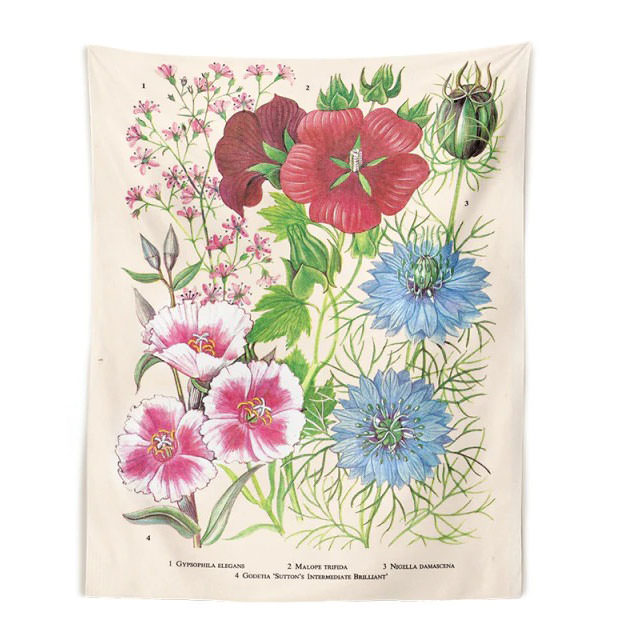 Vintage Flower Wall Tapestry - Aesthetic Home Decor for Y2K, Coquette, and Grunge Styles