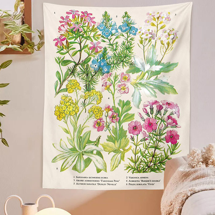 Vintage Flower Wall Tapestry - Aesthetic Home Decor for Y2K, Coquette, and Grunge Styles