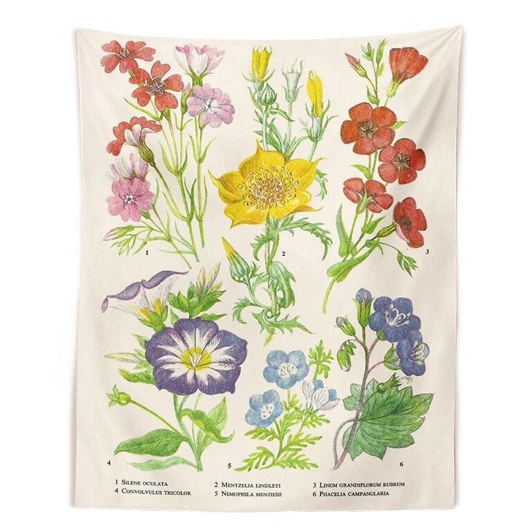 Vintage Flower Wall Tapestry - Aesthetic Home Decor for Y2K, Coquette, and Grunge Styles
