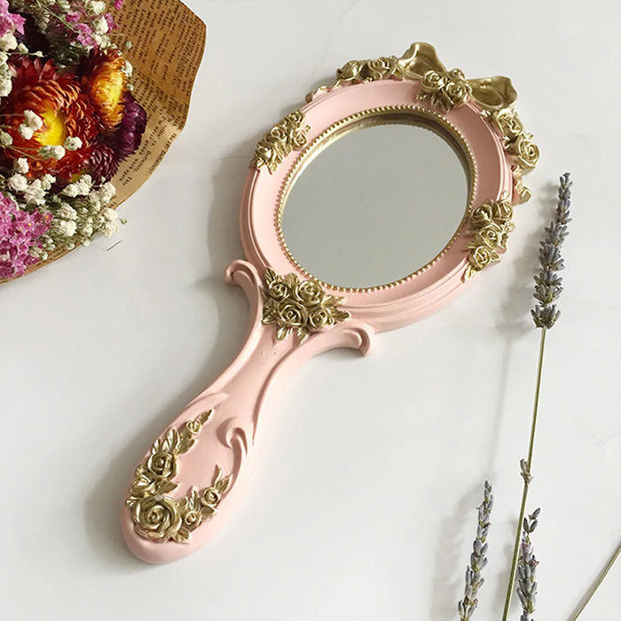 Vintage Hand Mirror - Y2K Aesthetic, Coquette Style, Cute Decor for Aesthetic Rooms