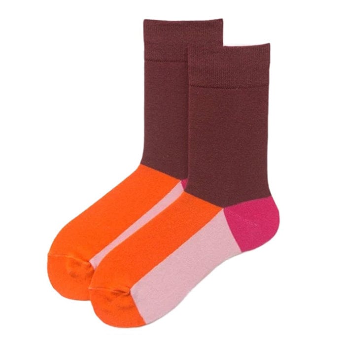 Y2K Aesthetic Color Block Crew Socks - Cute Pastel Goth & Grunge Style Accessories