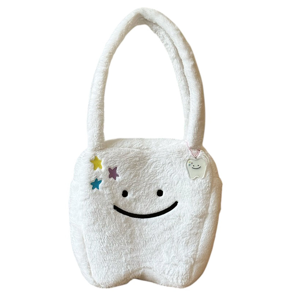 Y2K Aesthetic Cute Tooth Plush Tote Bag - Adorable Coquette Style for Everyday Use