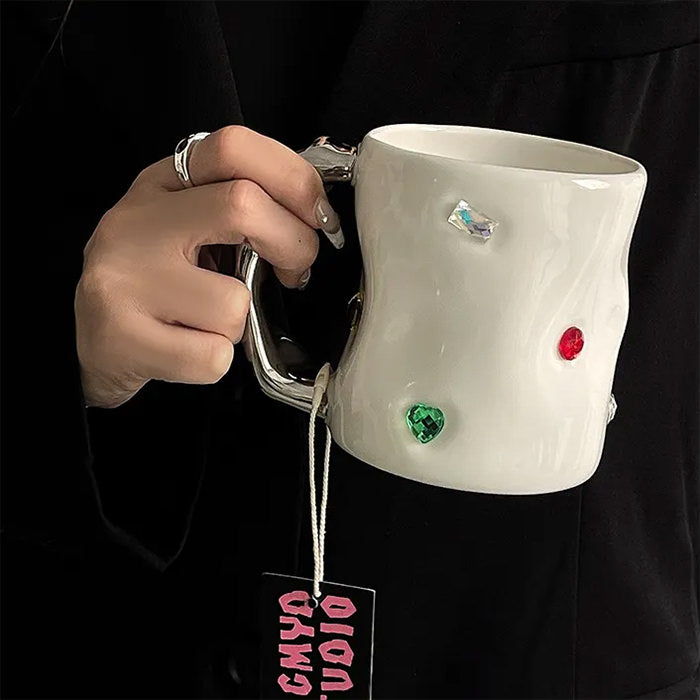 Y2K Aesthetic Gems Coffee Cup - Cute Pastel Goth & Coquette Style for Trendy Outfits