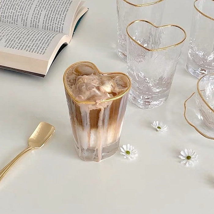 Y2K Aesthetic Heart Glass Cup - Cute Pastel Goth Drinkware for Coquette & Grunge Styles