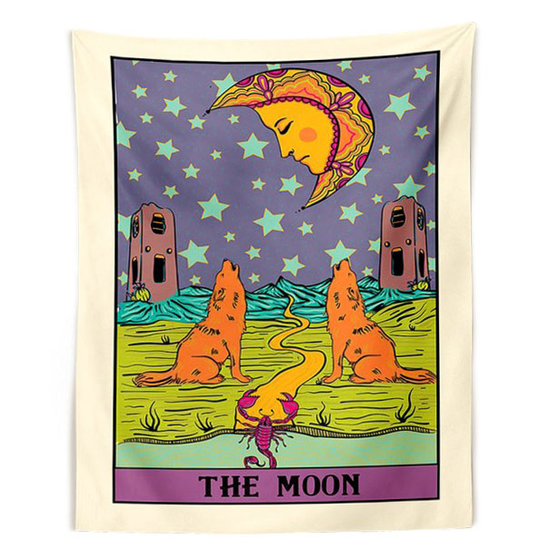Y2K Aesthetic Moon Wall Tapestry - Cute Decor for Grunge, Coquette, and Pastel Goth Styles