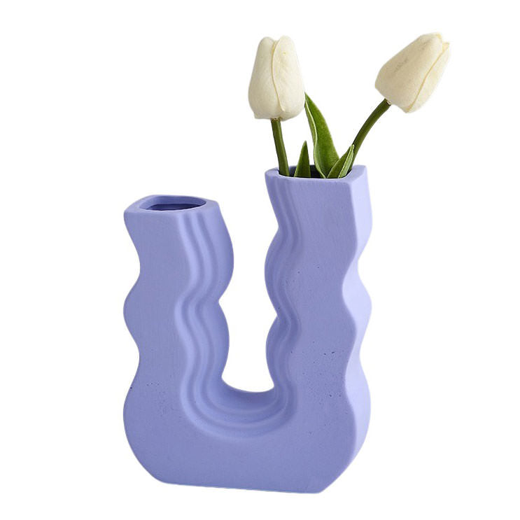 Y2K Aesthetic Pastel Wave Flower Vase - Cute Home Decor for Coquette & Grunge Styles