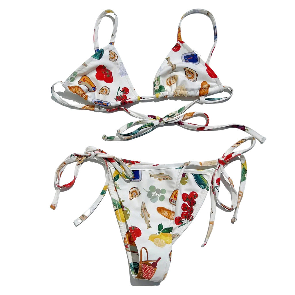 Y2K Aesthetic Picnic in Provence Bikini Set - Cute Pastel Goth & Coquette Style Swimwear