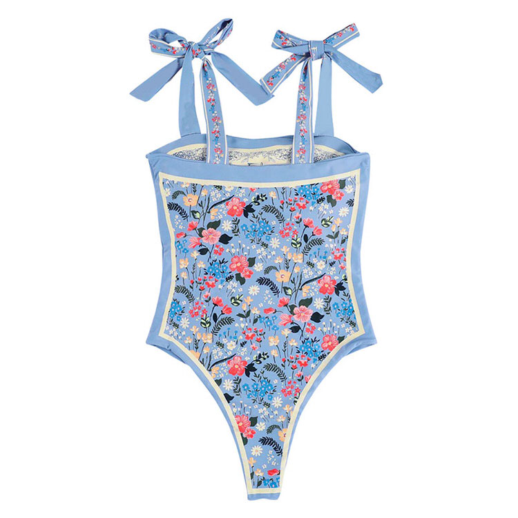 Y2K Aesthetic Tie Strap Reversible Blue Swimsuit - Cute & Comfy for Summer Vibes
