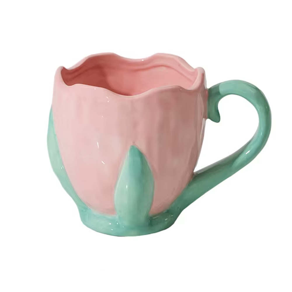 Y2K Aesthetic Tulip Ceramic Mug - Cute Coquette Style for Cozy Sips & Aesthetic Vibes