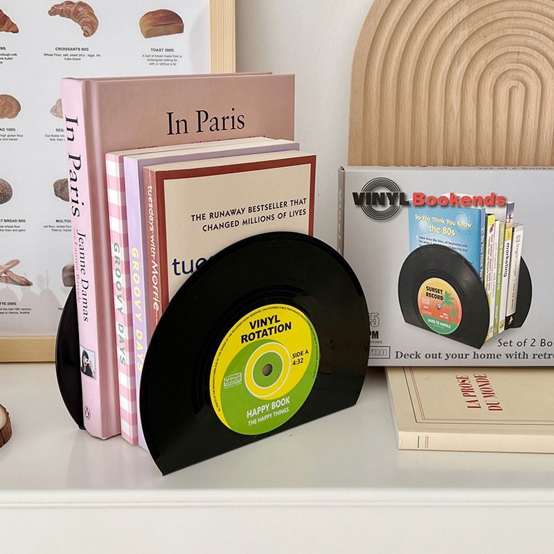 Y2K Aesthetic Vinyl Record Book Stand - Cute Decor for Grunge, Coquette, and Retro Styles