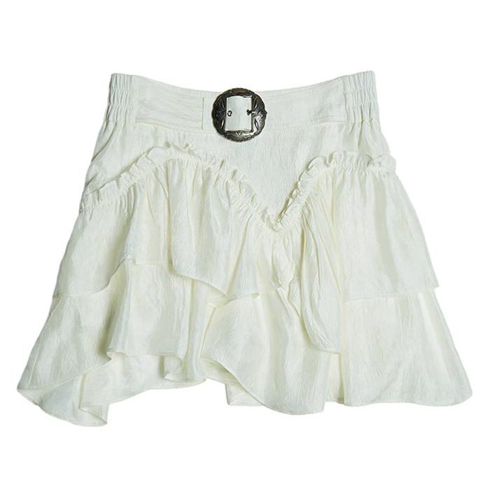 Y2K Aesthetic White Mini Skirt - Cute Cargo Skirt for Grunge, Coquette, and Preppy Styles