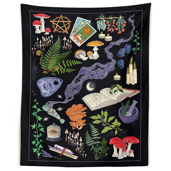 Y2K Aesthetic Witch Wall Tapestry - Cozy Decor for Grunge, Coquette, and Dark Academia Styles