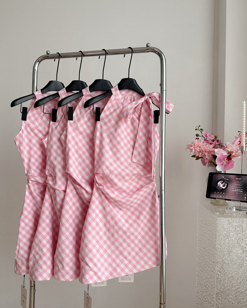 Y2K Cottagecore Gingham Picnic Dress - Cute Pastel Aesthetic for Summer Outings