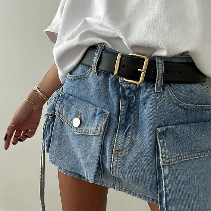 Y2K Denim Cargo Mini Skirt - Grunge Aesthetic, Cute Tops, Coquette Style, Vintage Vibes