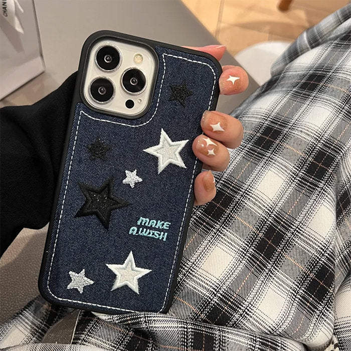 Y2K Denim Star iPhone Case | Cute Coquette Aesthetic Phone Accessory for Trendy Styles