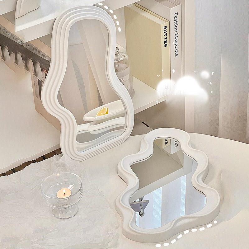Y2K Fashion Asymmetrical Wavy Mirror - Aesthetic Room Decor for Vintage Vibes