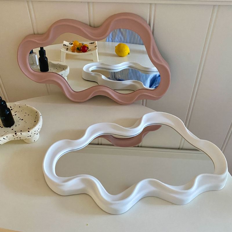 Y2K Fashion Asymmetrical Wavy Mirror - Aesthetic Room Decor for Vintage Vibes