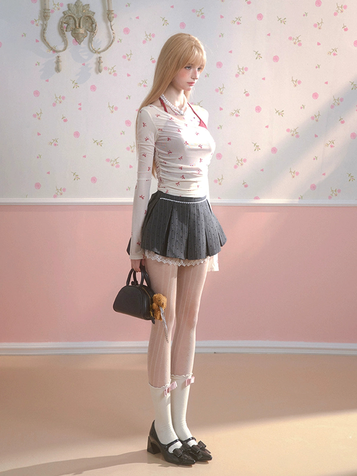 Y2K Fashion Fake Two-Piece Long Sleeve T-Shirt - Cute Tops for Grunge & Coquette Aesthetic