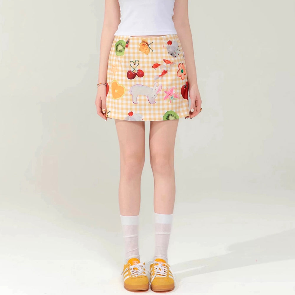 Y2K Fashion Gingham Cargo Skirt - Cute Coquette Aesthetic for Grunge and Cottagecore Styles