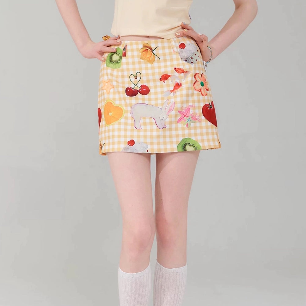 Y2K Fashion Gingham Cargo Skirt - Cute Coquette Aesthetic for Grunge and Cottagecore Styles
