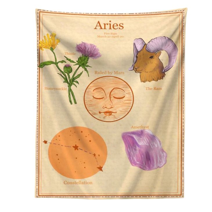 Y2K Fashion Horoscope Aesthetic Wall Tapestry - Cute Decor for Grunge & Coquette Styles