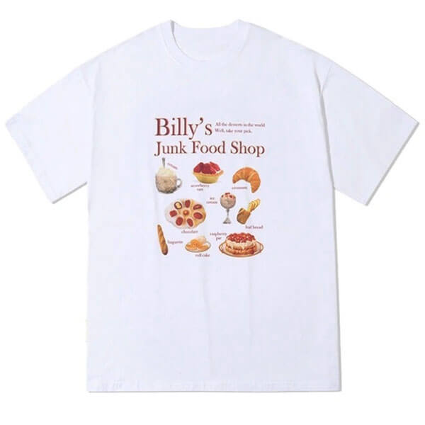Y2K Fashion Junk Food Shop Aesthetic T-Shirt - Cute Tops for Grunge & Coquette Styles