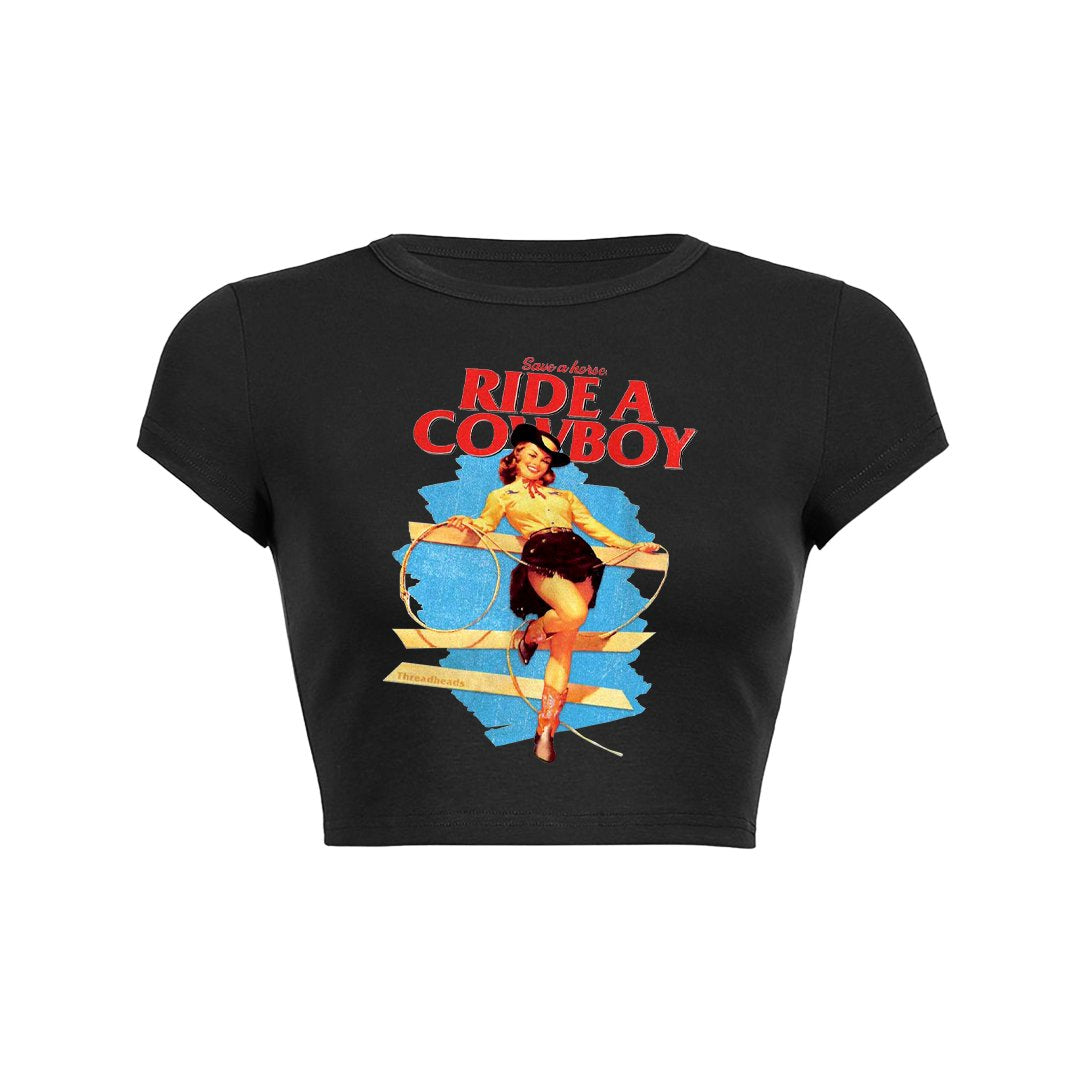 Y2K Fashion Western Flirt Crop Top Tee - Cute Coquette Aesthetic for Grunge Style Lovers