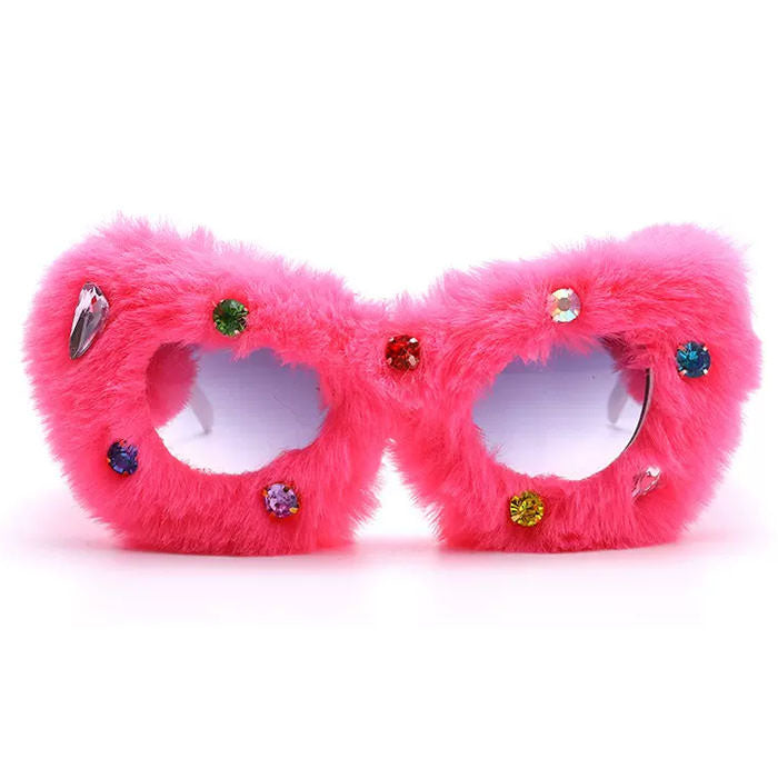 Y2K Fuzzy Rhinestone Glasses for Coquette Aesthetic & Grunge Style Fashion Lovers