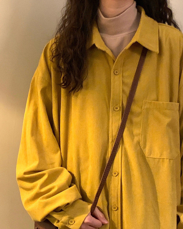 Y2K Grunge Aesthetic Cord Shirt - Vintage Fall Colors for Cozy Outfits & Cute Tops