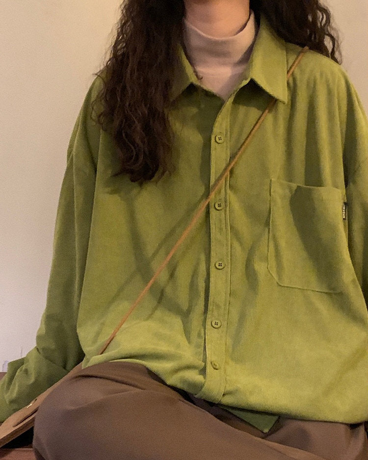 Y2K Grunge Aesthetic Cord Shirt - Vintage Fall Colors for Cozy Outfits & Cute Tops