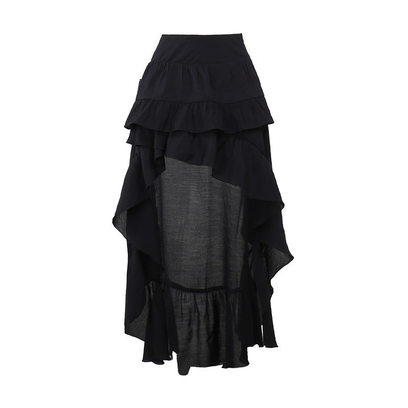 Y2K Grunge Aesthetic Midi Skirt - Ruched Solid Design for Cute Coquette Outfits
