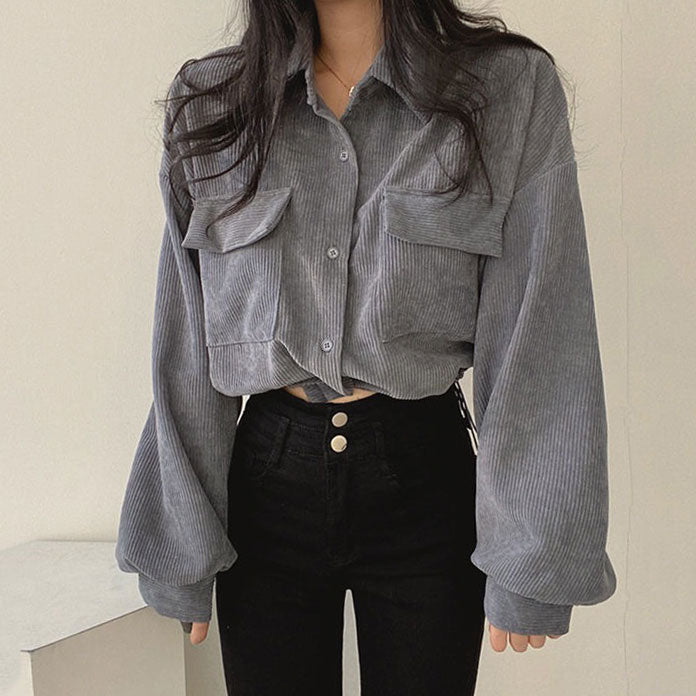 Y2K Grunge Cord Jacket - Vintage Aesthetic Outerwear for Coquette & Soft Girl Styles