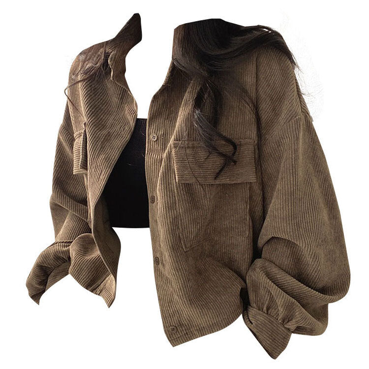 Y2K Grunge Cord Jacket - Vintage Aesthetic Outerwear for Coquette & Soft Girl Styles