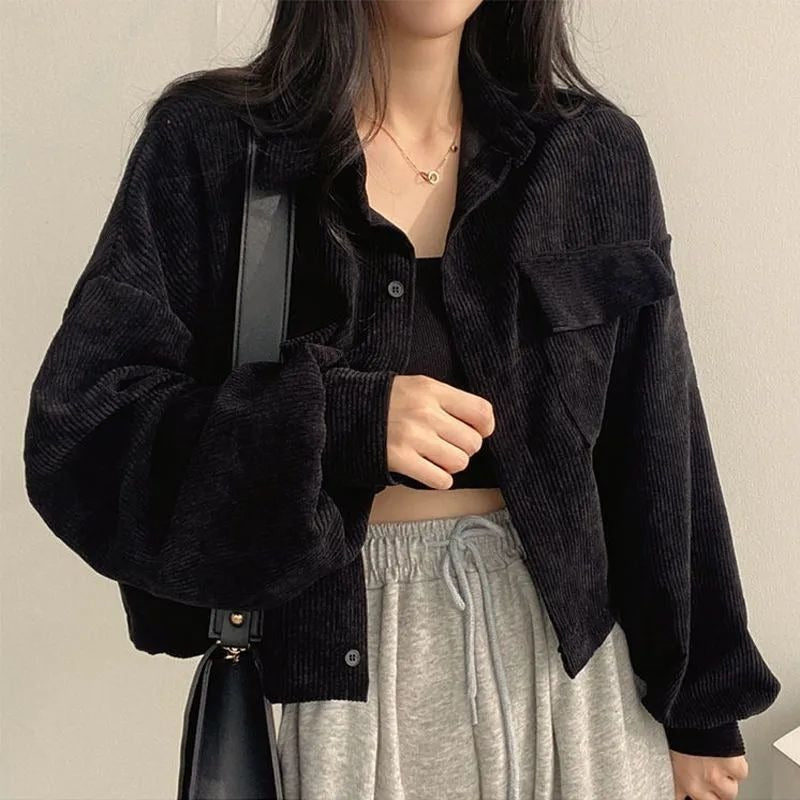 Y2K Grunge Cord Jacket - Vintage Aesthetic Outerwear for Coquette & Soft Girl Styles