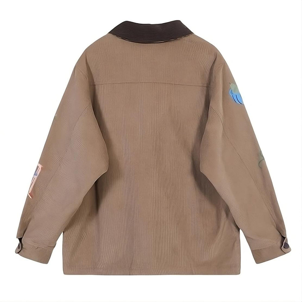 Y2K Grunge Corduroy Jacket - Vintage Aesthetic Outerwear for Coquette and Soft Girl Styles