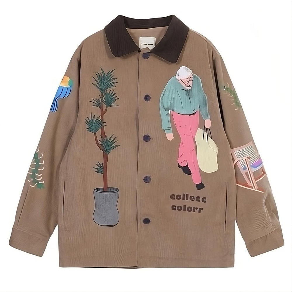 Y2K Grunge Corduroy Jacket - Vintage Aesthetic Outerwear for Coquette and Soft Girl Styles